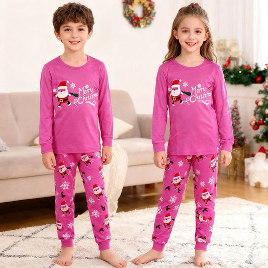 Christmas 100 Cotton Santa Clothes Soft Long Sleeve Xmas Pajamas Set
