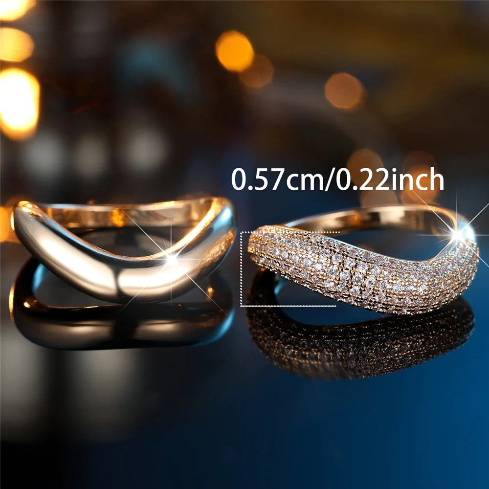 White Zircon Stone Vintage Gold Bridal Rings set