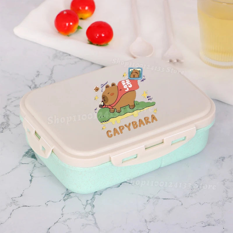 Capybara Lunch Boxes Kids Cute Anime Print Separate Lunch Box