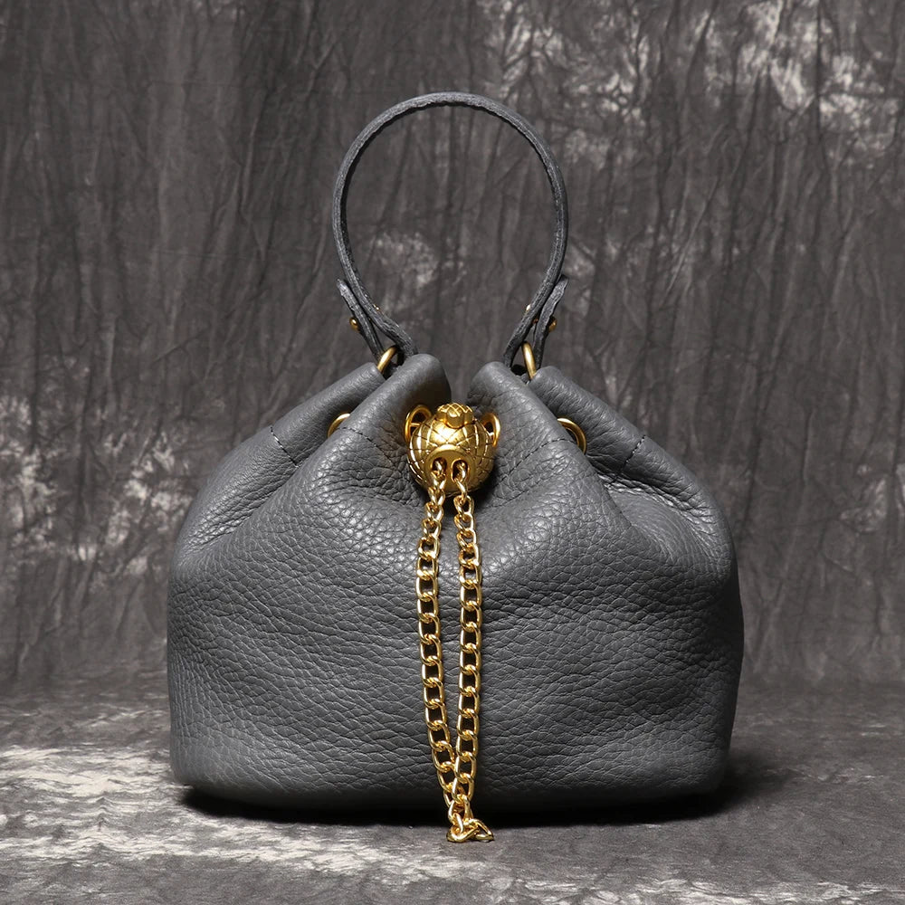 Genuine Leather Chain Crossbody Bag