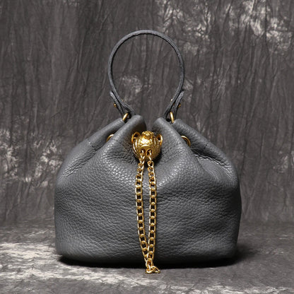 Genuine Leather Chain Crossbody Bag
