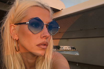 Small Frame Hexagon Punk Polygon Sun Glasses