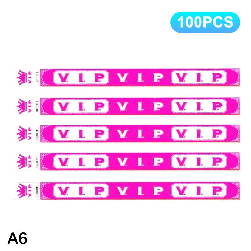 100pcs VIP Neon Paper Bracelets Waterproof Wristband