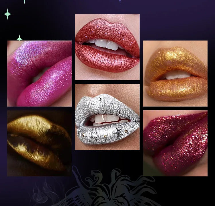 Glitter Lipstick Waterproof Diamond Pearlescent Metallic