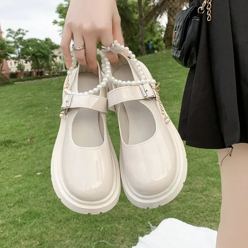 Luxury Beaded Mary Jane Leather Shoes