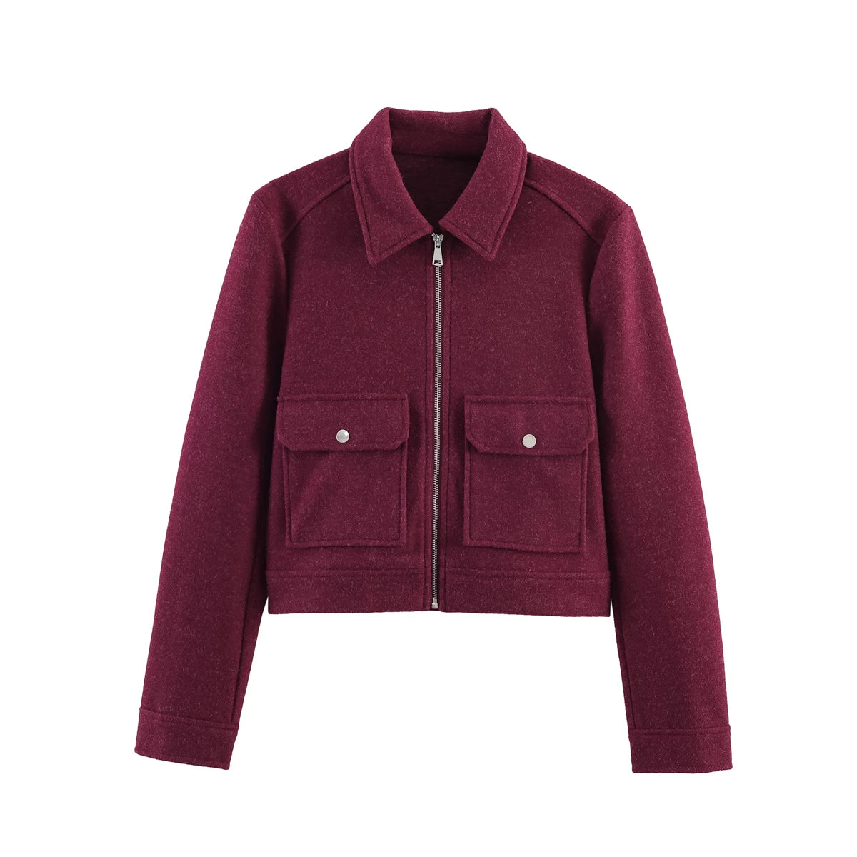 Zipper Winter Long Sleeve Pocket Outerwear Elegant Jacket Coat
