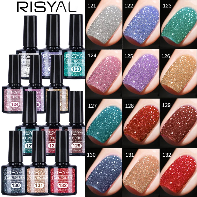 Reflective Gel Sparkly Glitter Shiny Gel Polish Set 12