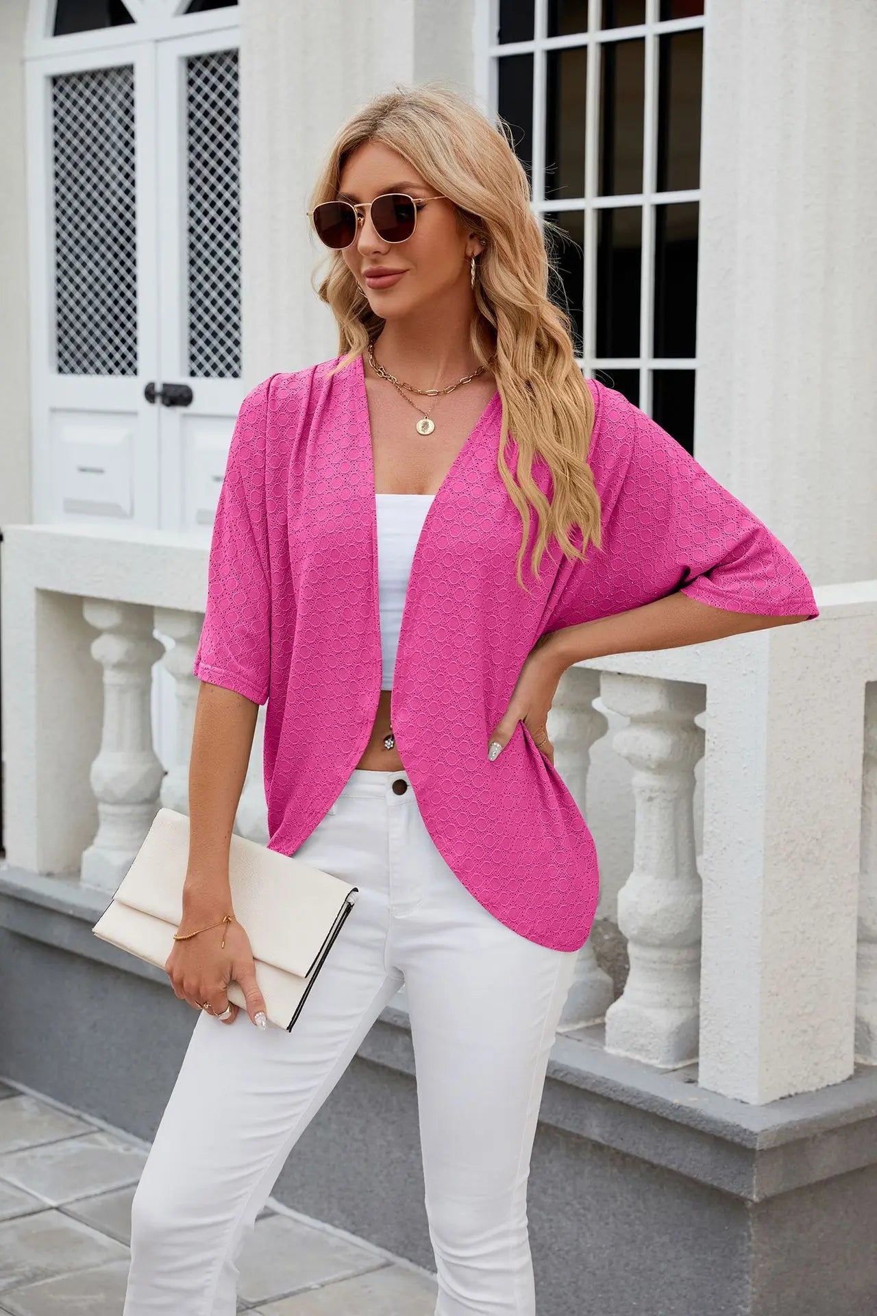 Elegant Mid Sleeve Casual Loose Cardigan Shirts