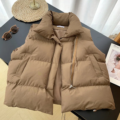 Short down Sleeveless Vest Warm Stand Collar Zipper Jacket