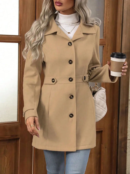Autumn and Winter Solid Color Woolen Coat