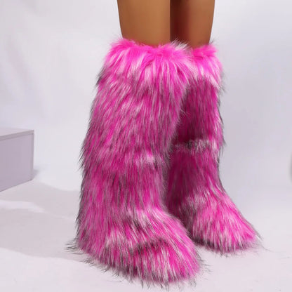 Thigh High Fluffy Furry Faux Fox Boots