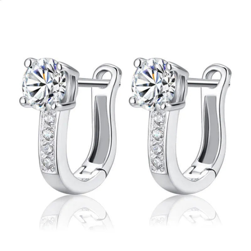 925 Sterling Silver Zircon Buckle Earrings
