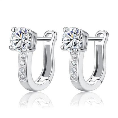 925 Sterling Silver Zircon Buckle Earrings