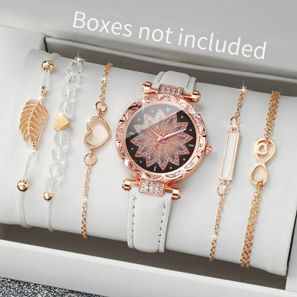 6PCS/Set Heart Dial Watch Set