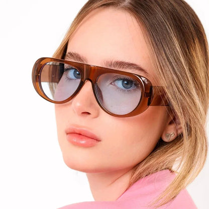 Vintage Big Frame Ellipse Square Sunglasses