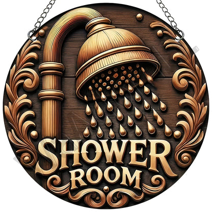 Golden Shower Head Sign  Bathroom Decor