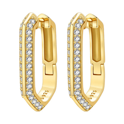 925 Sterling Silver Simple Gold U-shaped Earrings