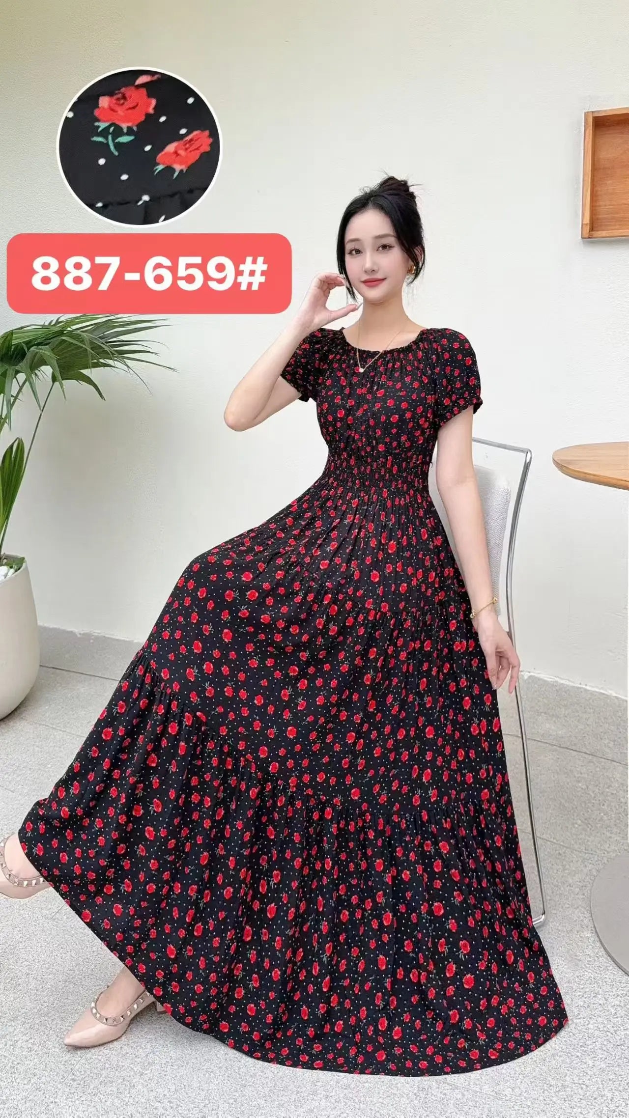 Long Maxi Bohemian Korean Style Floral Vintage Slim Dress Boho