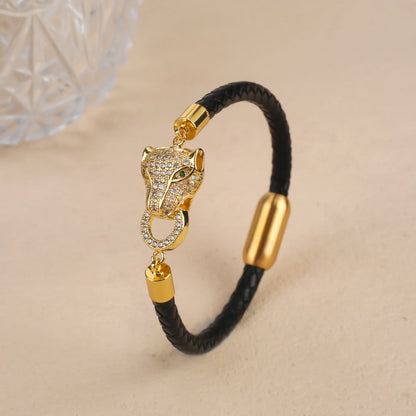 DANA Bully Animal Style Leopard Leather Rope Bracelet