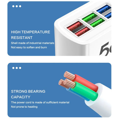 6 in 1 USB Fast Charger Power Strip 1m Cord Desktop Charging