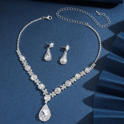 Copper Claw Chain Water Drop Necklace Jewelry Set