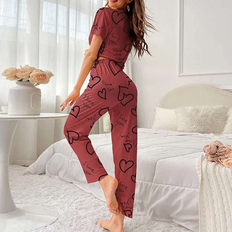 Cartoon Print Pajama Sleepwear Set
