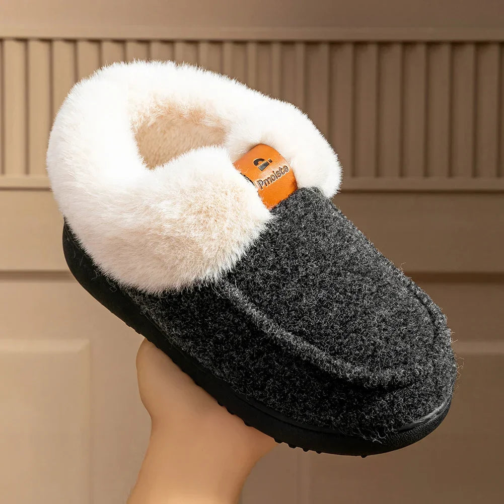 Wedge Foam Warm Fuzzy Bedroom Shoes