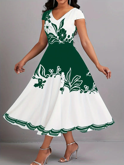 Peplum Floral Print Short Sleeves Dress