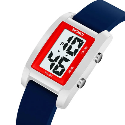 Digital with Date Week Display Silicone Strap LED Light Waterproof Wristwatch