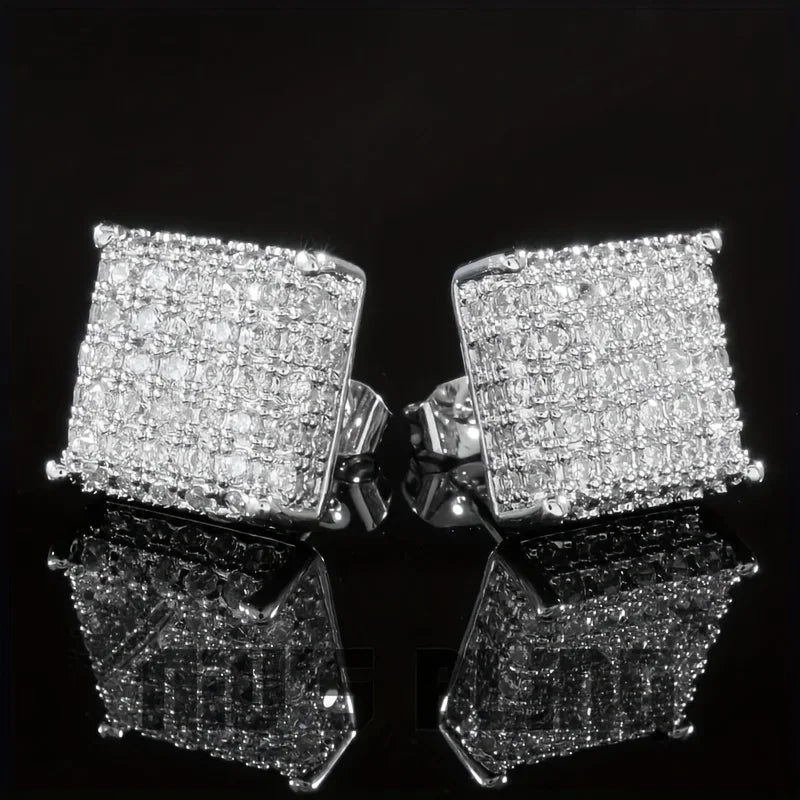 Square Classic Zircon Ear Studs Earrings