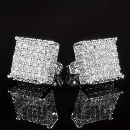 Square Classic Zircon Ear Studs Earrings