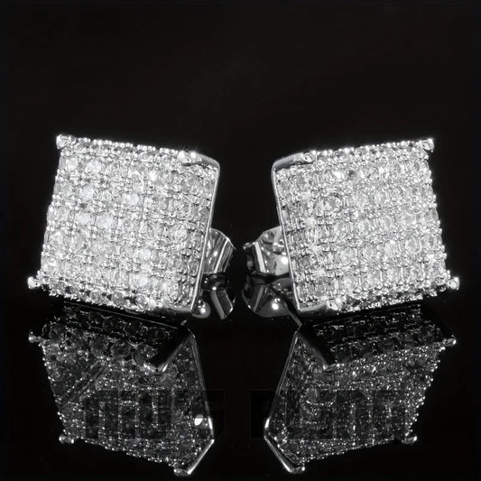 Square Classic Zircon Ear Studs Earrings