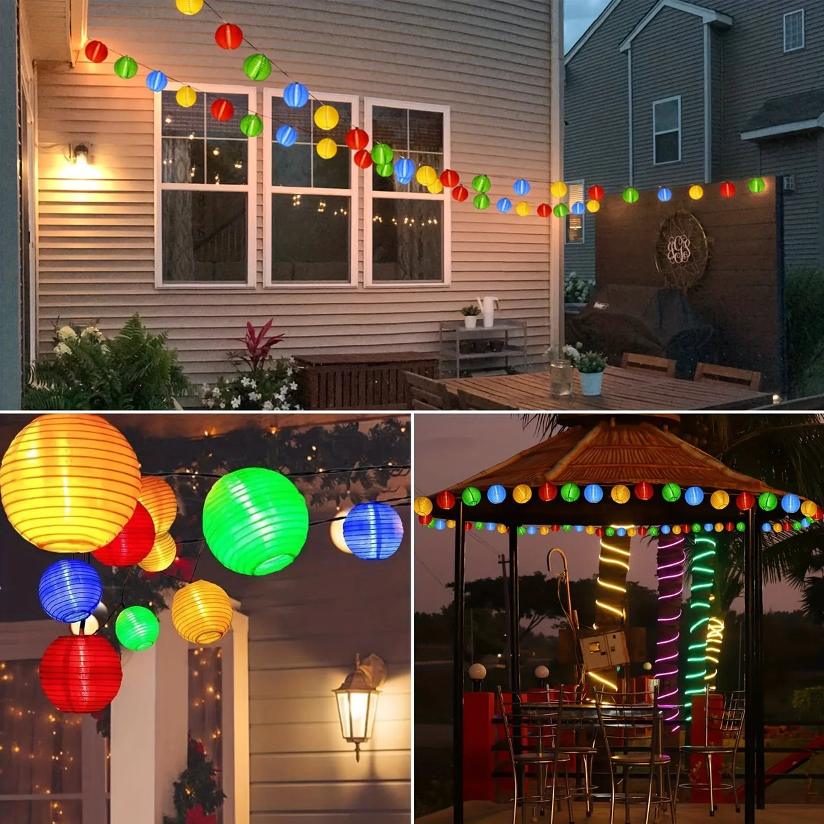 LED Solar Lantern String Lights Outdoor Garland Fairy Lights Solar Powered Garden Decorative