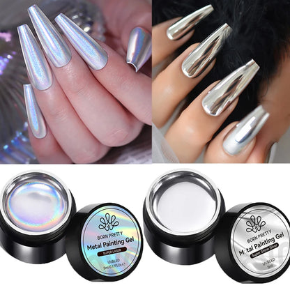 2-4PCS Metallic Painting Gel Polish Gold Silver Rose Gold Mirror Effect