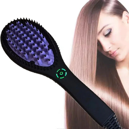 Hair Straightener Brush Ceramic Fast Straightening