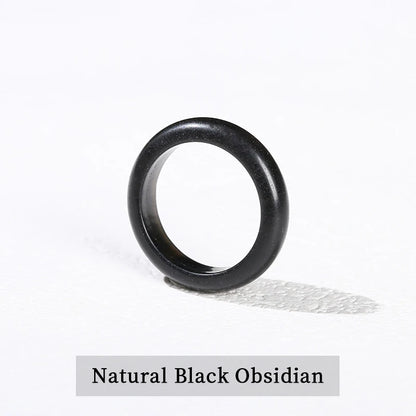 1 Pc Natural Stone Jade Crystal Agate Obsidian Fengshui Lucky Rings