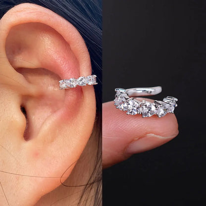 Geometry Crystal CZ  Leaf Clip Earring