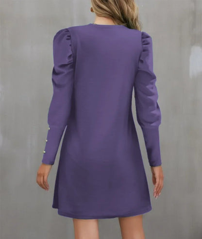 Round Neck Bubble Sleeve Dress