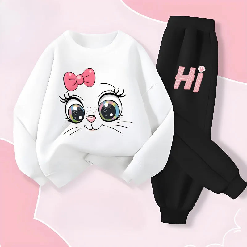 Long Sleeved Hoodies for Girls Spring Pullover Long Pant Sets