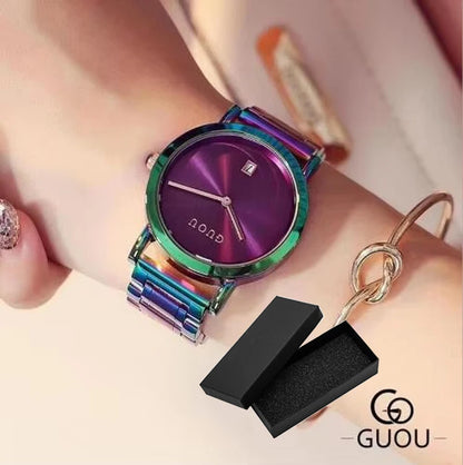 Luxury Stainless Steel Colorful Straps Purple Watches