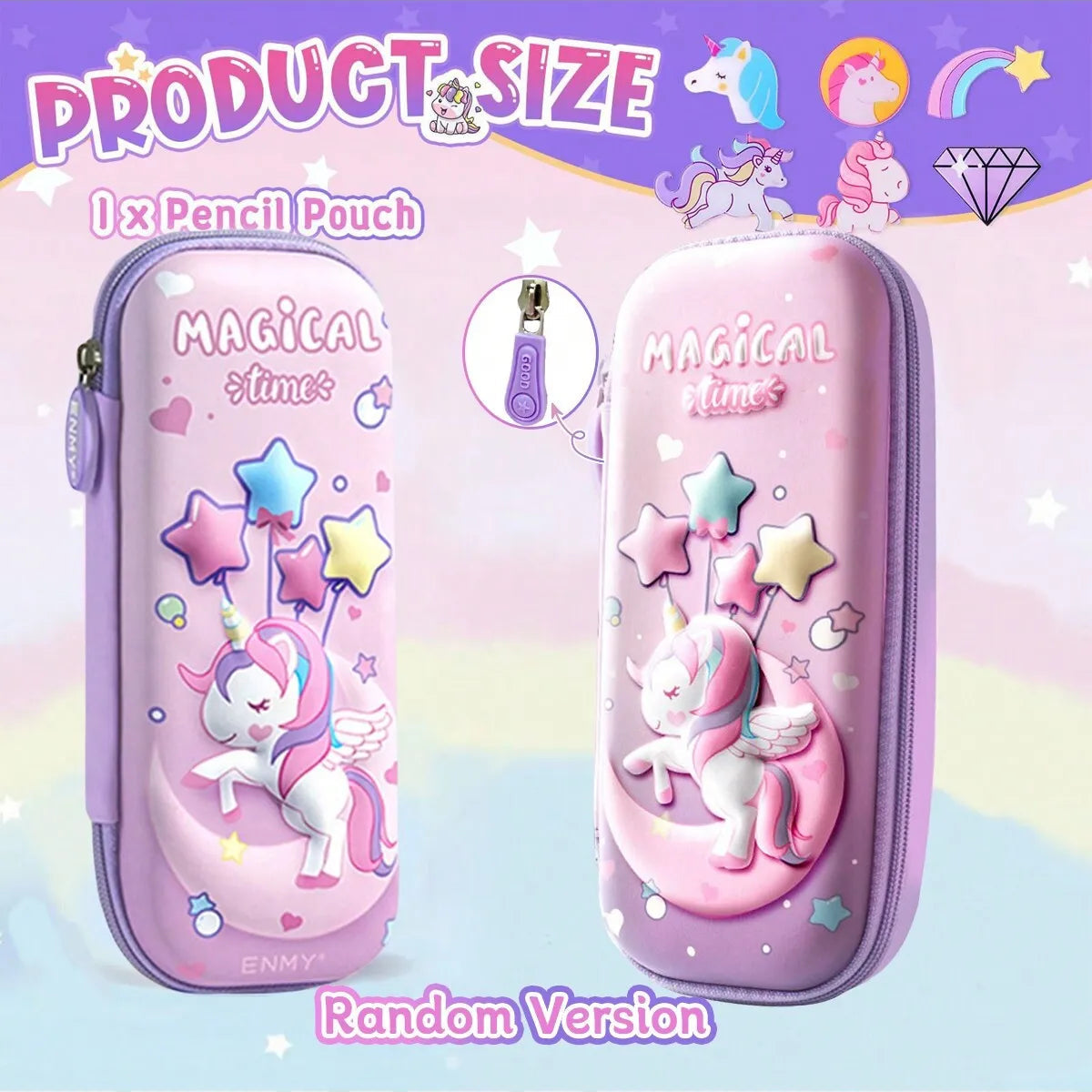 3D Large Capacity Unicorn Pencil Case Kawaii Cute Pen Box Bag