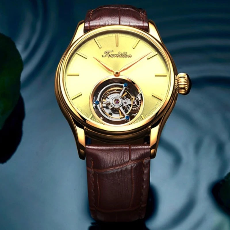 Real Tourbillon Mechanical Automatic Mechanical Sapphire Glass Stainless Steel Wristwatch
