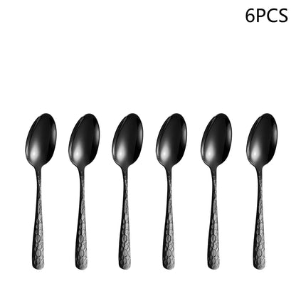 4/6/16/24pcs Black stainless steel cutlery knife