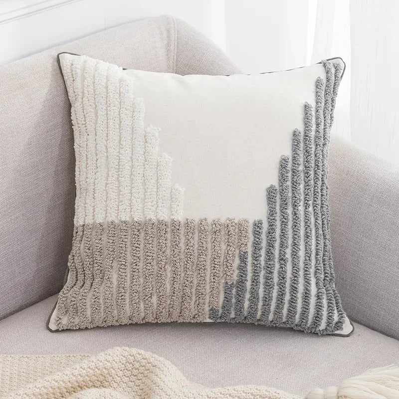 Boho Loop Pillowcases Grey Beige Pillowslip