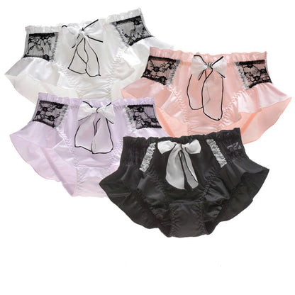 Milk Silk Smooth Cute Lovely Lace Lolita Ruffle Ribbon Bow Elasticity Underwear