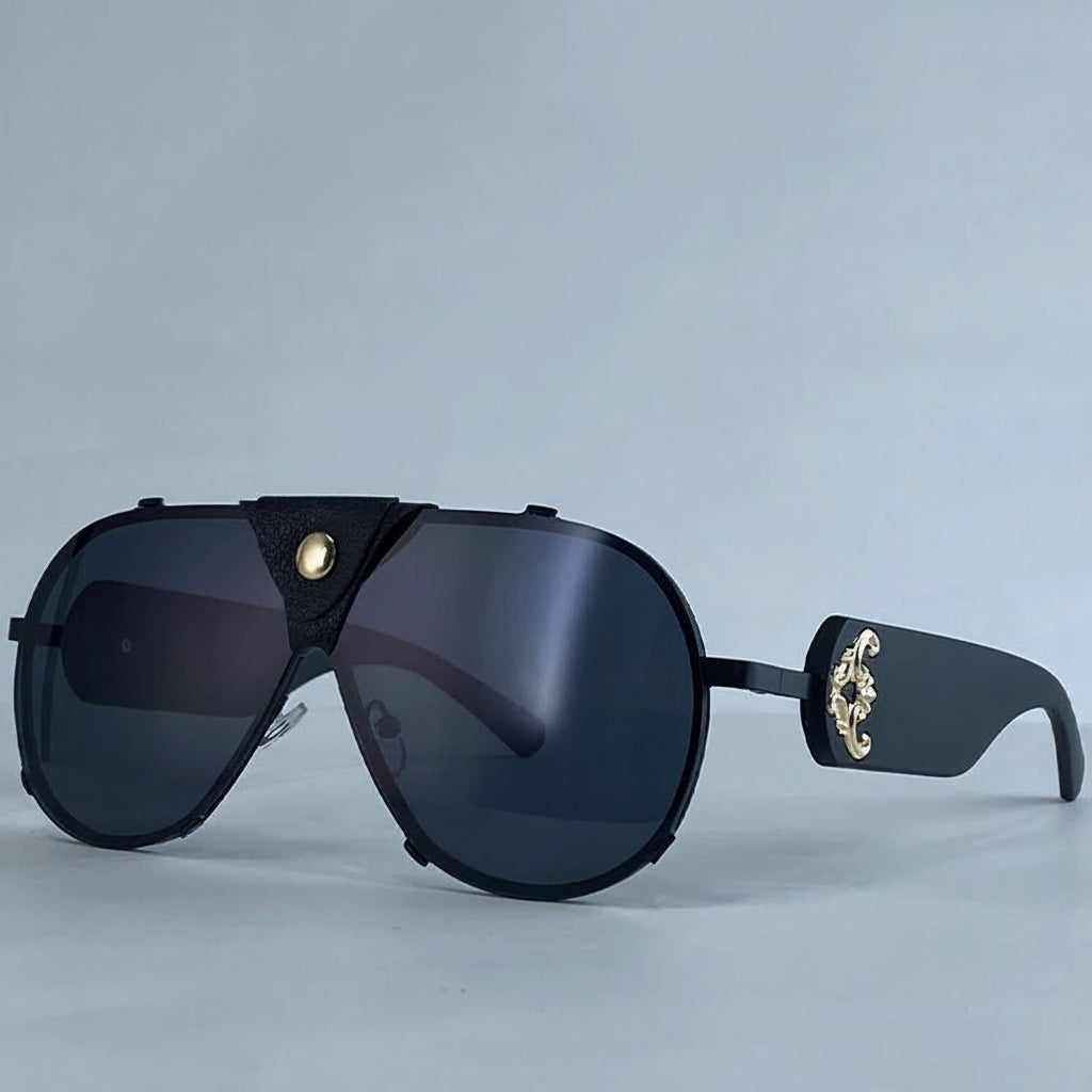 Vintage Oversized Steampunk Pilot Oval Sunglasses