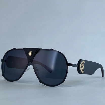 Vintage Oversized Steampunk Pilot Oval Sunglasses