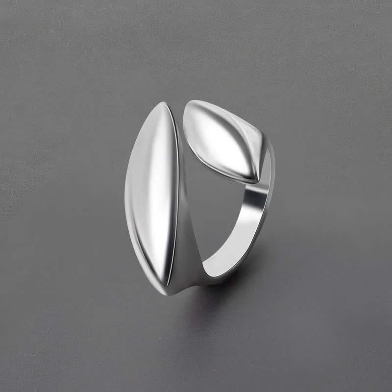 Stainless Steel Irregular Geometric Open Gold Texture Ring