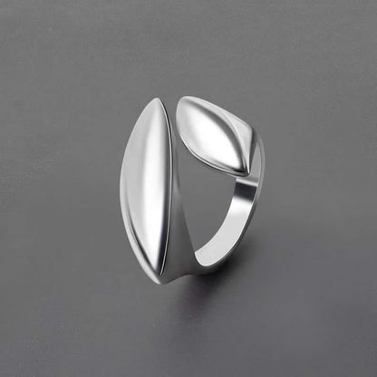 Stainless Steel Irregular Geometric Open Gold Texture Ring