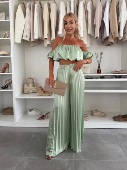 Elegant strapless casual pants Set